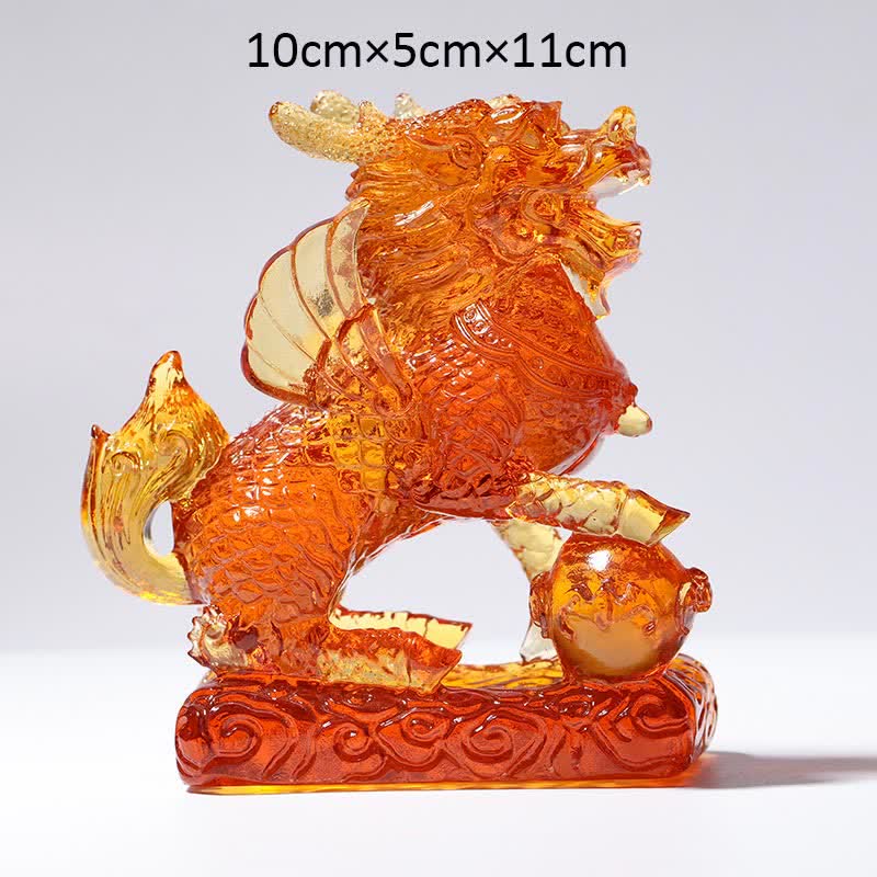 Feng Shui Kirin Handmade Liuli Crystal Art Piece Fortune Home Office Decoration