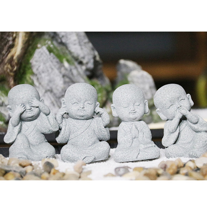 Buddha Stones Meditation Prayer Monk Buddha Statue Serenity Home Decoration