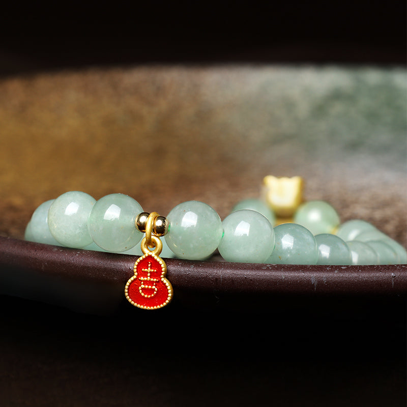 Buddha Stones Year Of The Dragon Natural Green Aventurine Lucky Gourd Bracelet