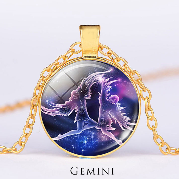 12 Constellations of the Zodiac Moon Starry Sky Protection Blessing Necklace Pendant