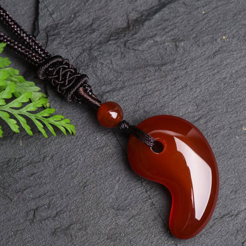 Red Agate Green Agate Moon Pattern Confidence Calm Necklace