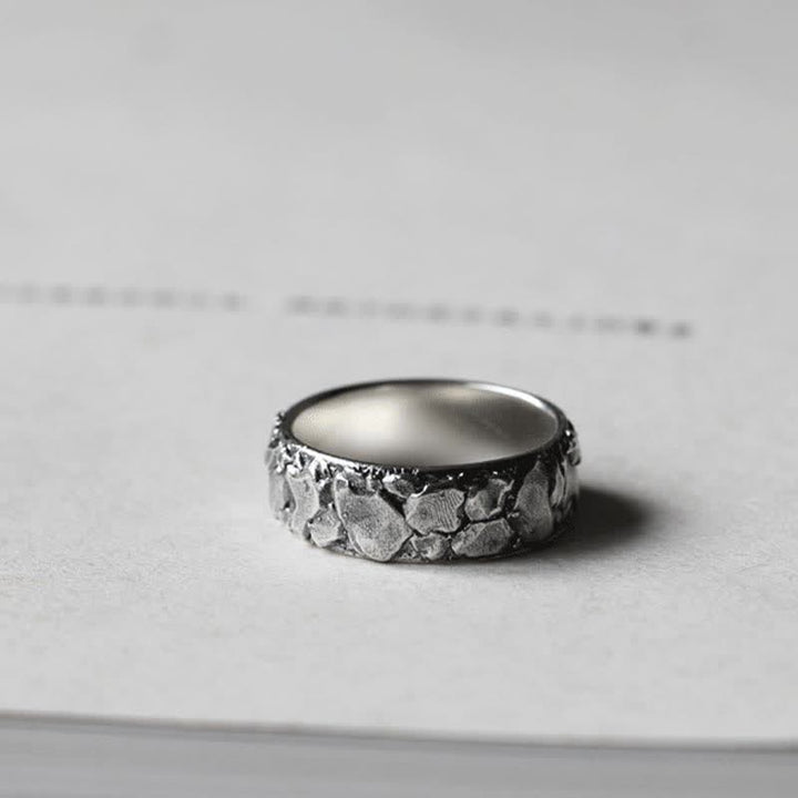 Rock Pattern Luck Blessing Copper Ring