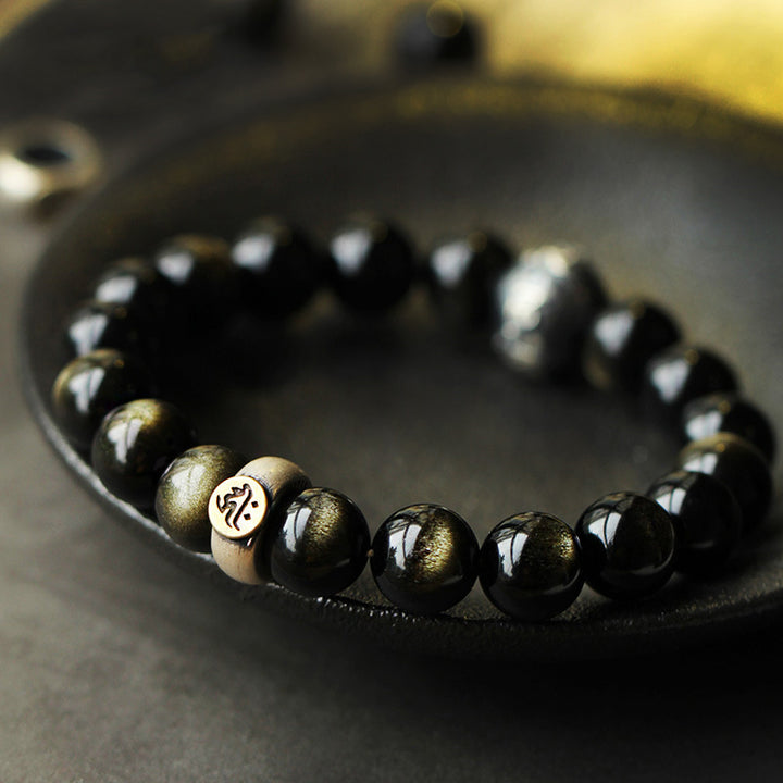 Chinese Zodiac Natal Buddha Obsidian Purification Bracelet