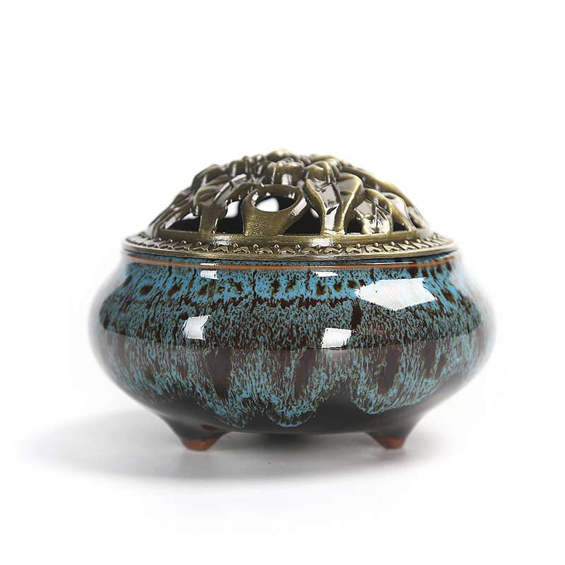 Buddha Stones Colorful Ceramic Incense Burner