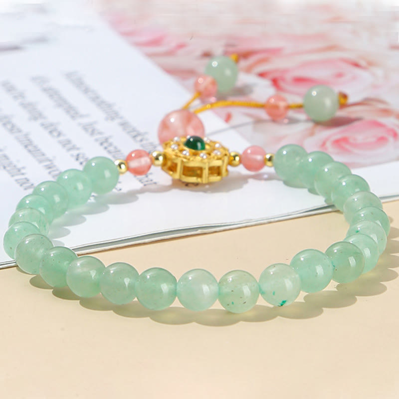 Buddha Stones Green Aventurine Luck Bead Tassel Bracelet