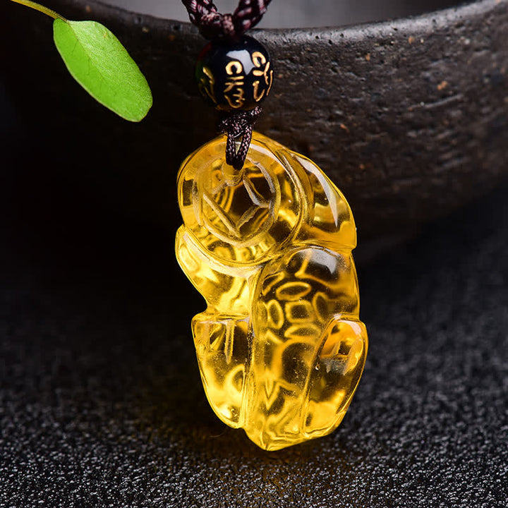 Buddha Stones FengShui Citrine PiXiu Wealth Necklace Pendant