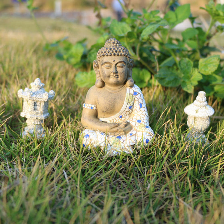 Meditating Zen Buddha Serenity Resin Statue Figurine Home Decoration