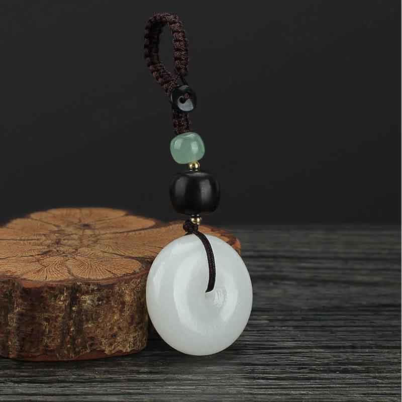 White Jade Peace Buckle Protection Blessing Key Chain