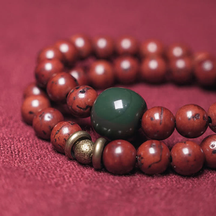 Bodhi Seed Cyan Jade Copper Peace Luck Bracelet