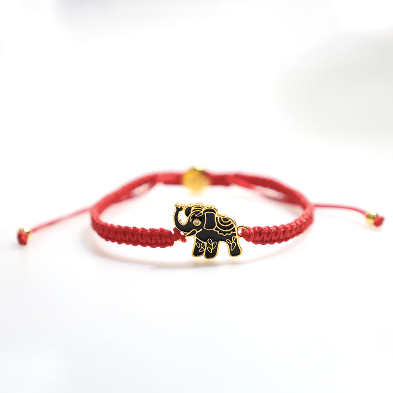 Tibetan Handmade Wise Future Elephant Red String Bracelet