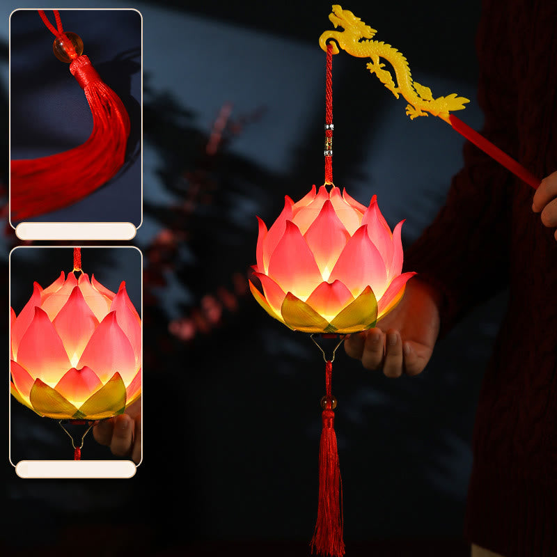 DIY Lotus Flower Dragon Lantern Tassel Lamp Decoration