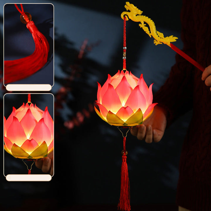 DIY Lotus Flower Dragon Lantern Tassel Lamp Decoration