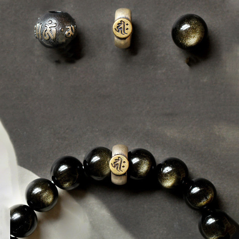 Chinese Zodiac Natal Buddha Obsidian Purification Bracelet