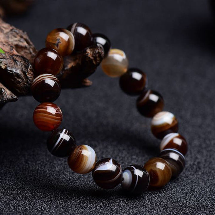 Buddha Stones Tibetan Sardonyx Happiness Positive Bracelet