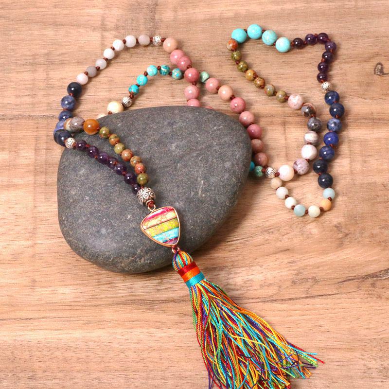 Tibetan Turquoise Lazurite Zebra Jasper Balance Necklace