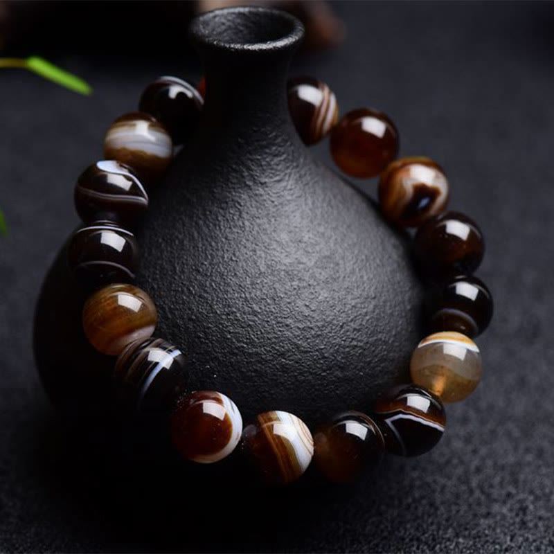 Buddha Stones Tibetan Sardonyx Happiness Positive Bracelet