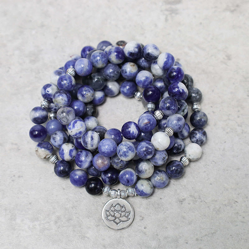 Natural Blue Aventurine Lotus Peace Necklace Bracelet