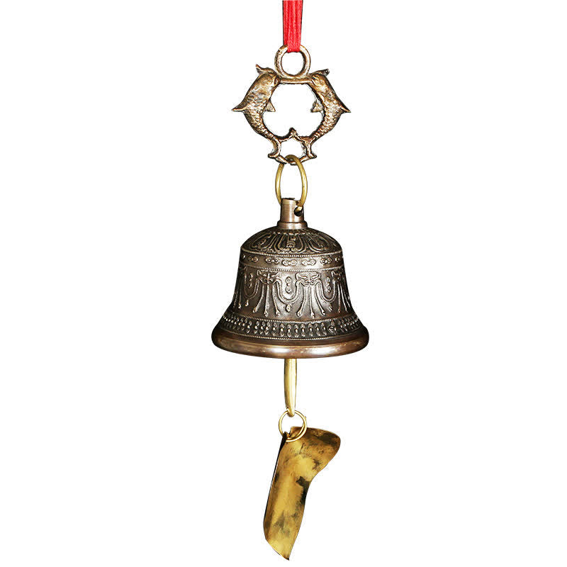 Tibetan Engraved Wind Chime Bell Copper Luck Wall Hanging Home Decoration