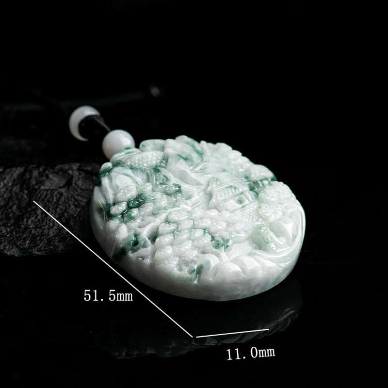 Buddha Stones Mountain Landscape Jade Abundance String Necklace