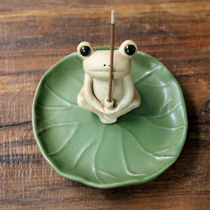 Handmade Ceramic Stick Frog Incense Burner Decoration