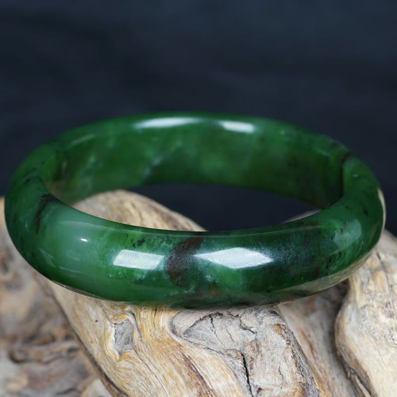 Natural Hetian Cyan Jade Happiness Success Bracelet Bangle