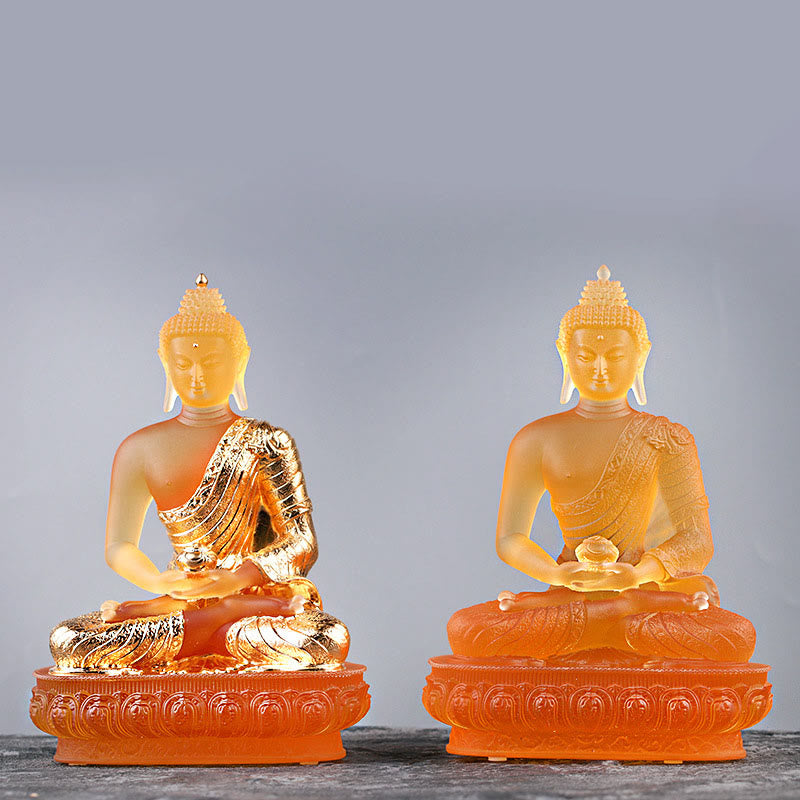 Buddha Stones Buddha Handmade Figurine Liuli Art Piece Serenity Statue Home Offering Decoration