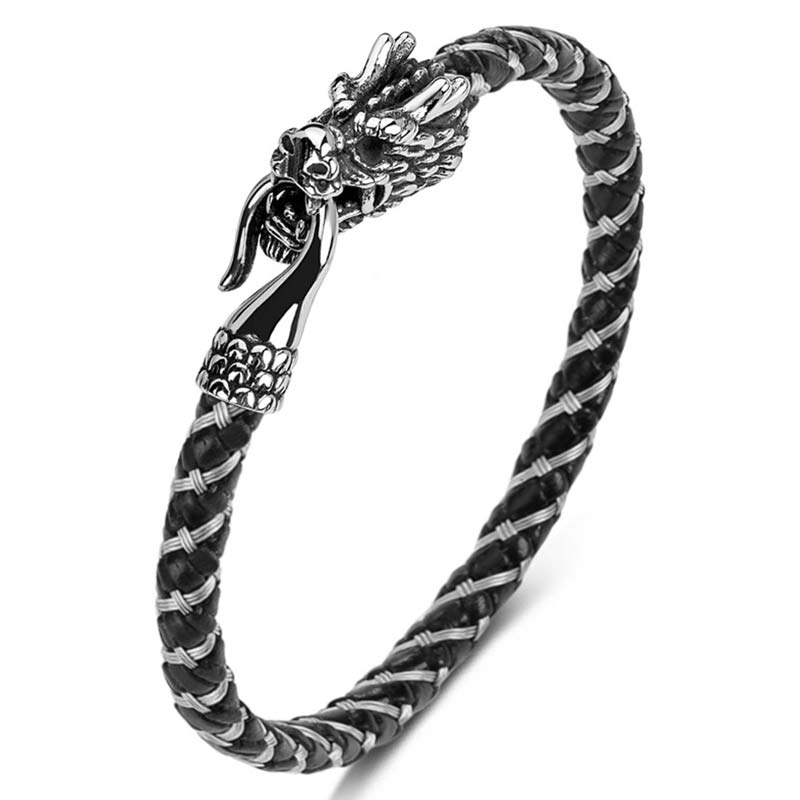 Buddha Stones Dragon Titanium Steel Protection Luck Bracelet