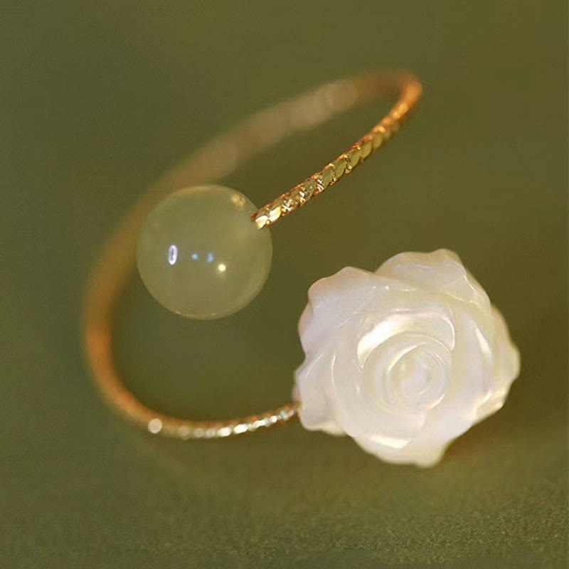 FREE Today: The Lucky Rose Flower Jade Tridacna Ring