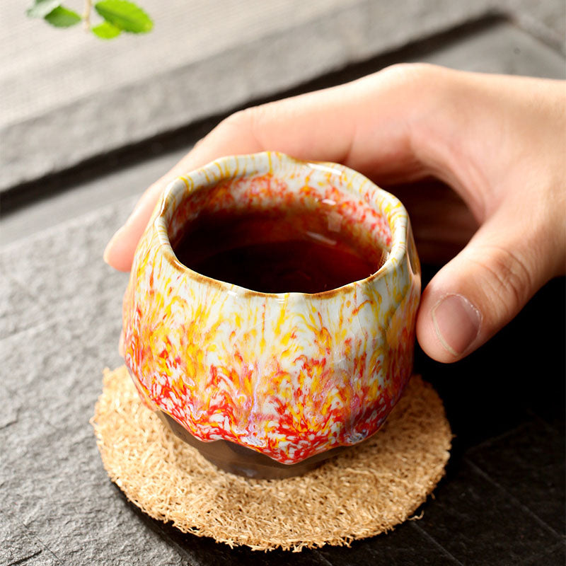 Buddha Stones Orange Red Green Yellow Ceramic Teacup Kung Fu Tea Cup