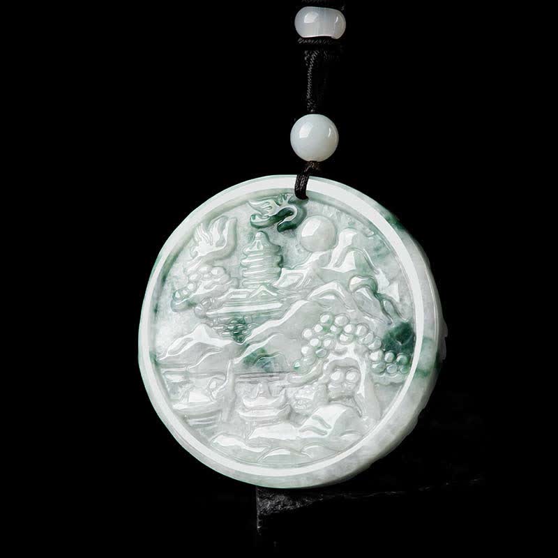 Buddha Stones Mountain Landscape Jade Abundance String Necklace