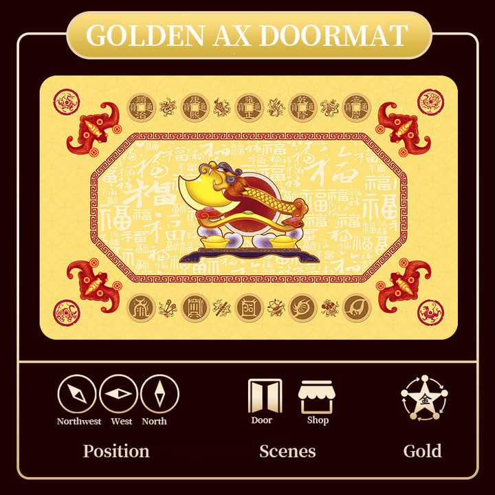 Buddha Stones Five Elements Lucky Crane Gourd Kirin Dragon Axe Nine Koi Fish Non-slip Foot Pad Doormat