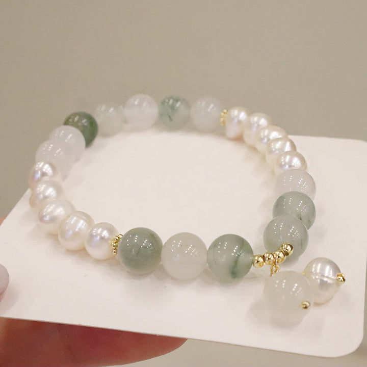 Buddha Stones Natural Pearl Jade Healing Sincerity Bracelet