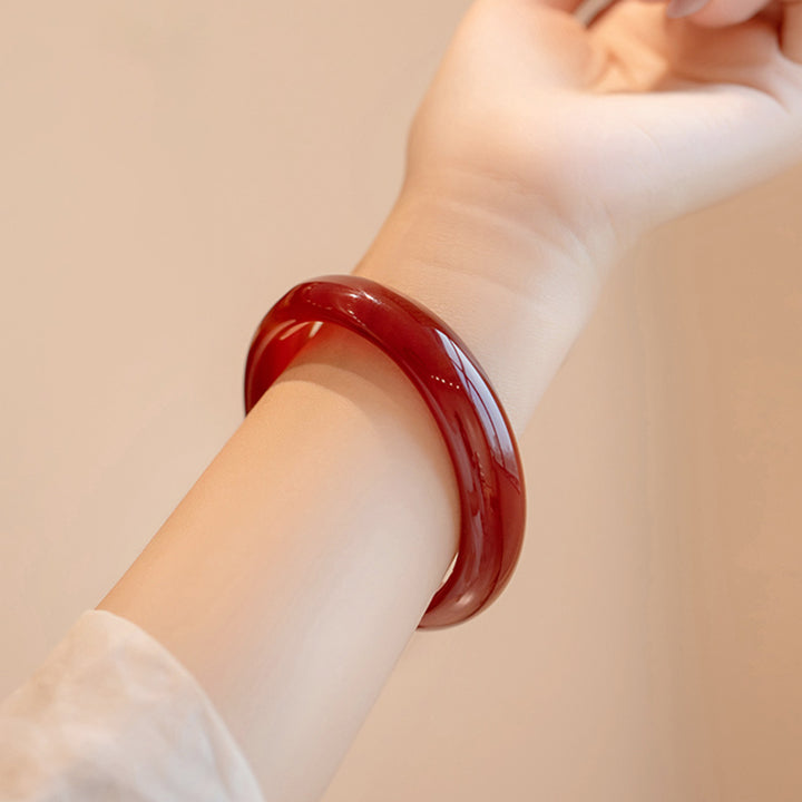 Buddha Stones Natural Red Agate Confidence Bracelet Bangle