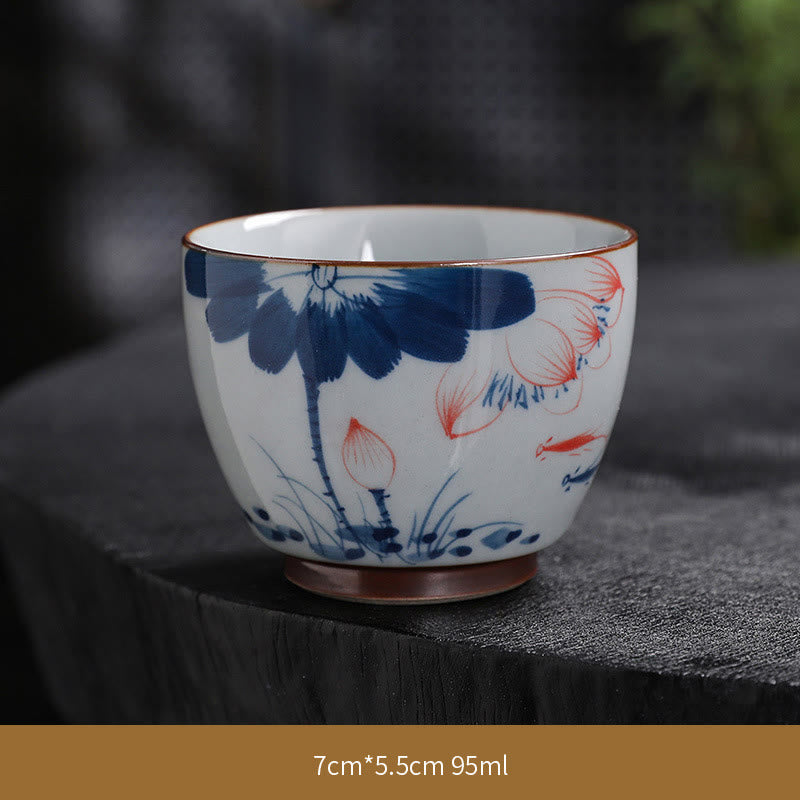 Buddha Stones Lotus Flower Leaf Bamboo Ceramic Teacup Kung Fu Tea Cups