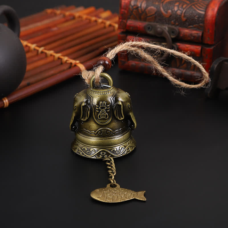 Feng Shui Buddha Koi Fish Dragon Elephant Wind Chime Bell Luck Wall Hanging Decoration