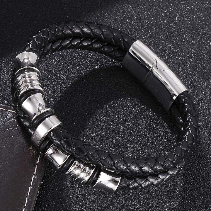 Buddha Stones Layered Leather Weave Fortune Bracelet