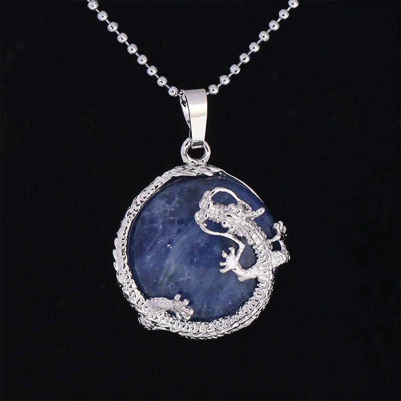 Buddha Stones Chinese Dragon Natural Quartz Crystal Healing Energy Necklace Pendant