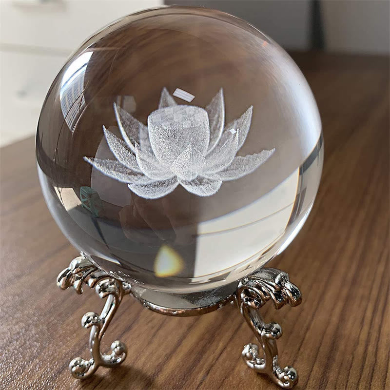 White Crystal Dragon Lotus Blessing Decoration