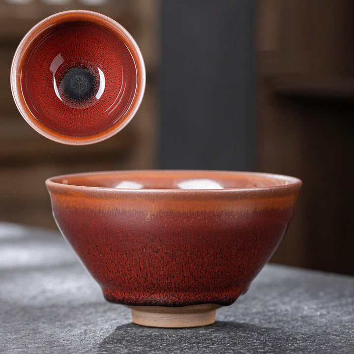 Buddha Stones Vintage Red Brown Chinese Jianzhan Porcelain Teacup Kung Fu Tea Cup