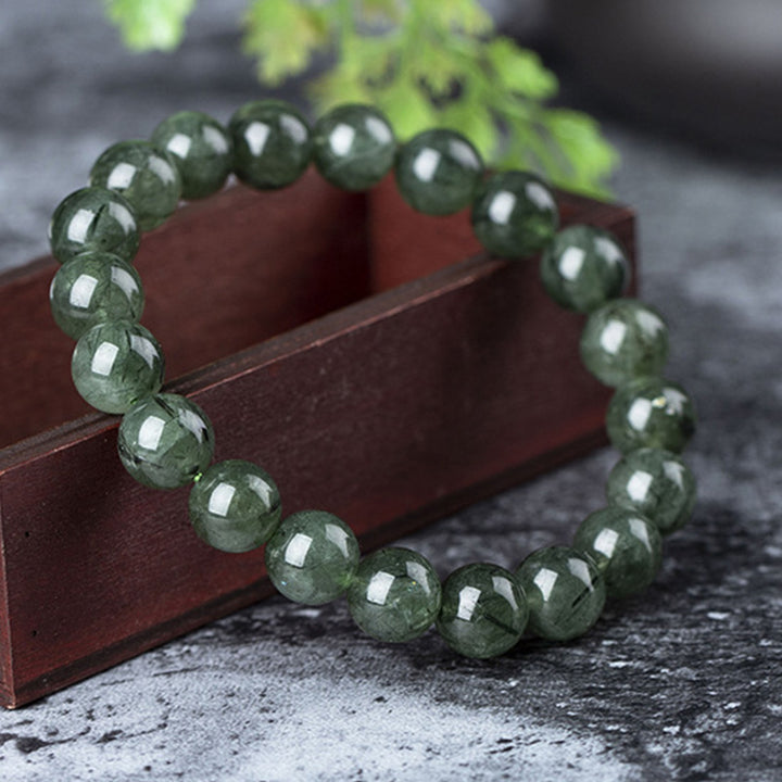 Buddha Stones Natural Green Crystal Blessing Wealth Bracelet