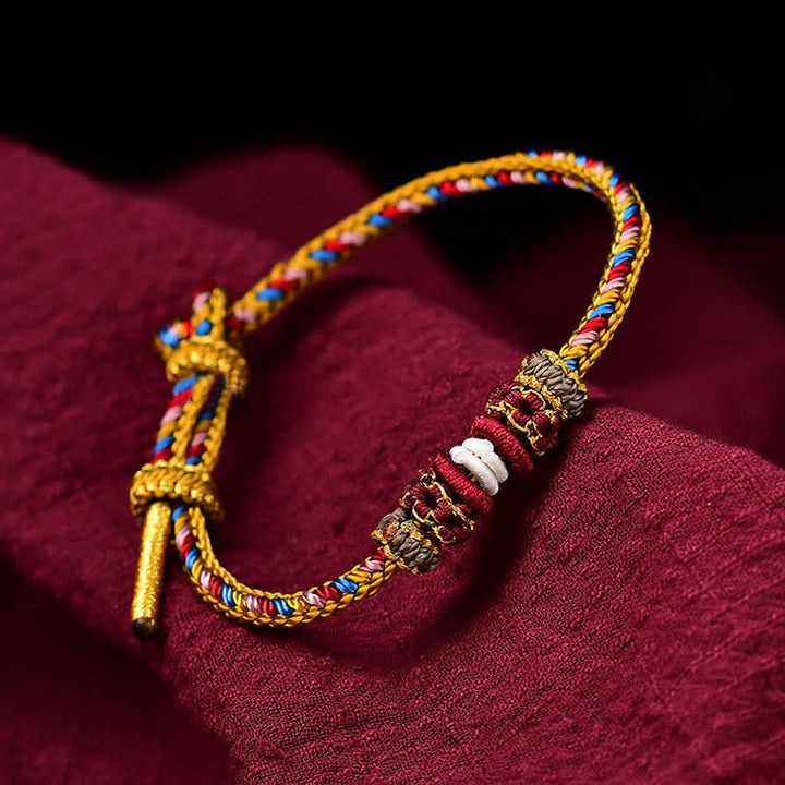 Buddha Stones Handmade Dunhuang Color Luck Braid String Bracelet