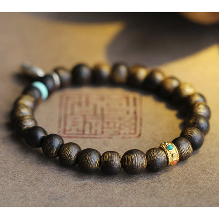 Vietnam Qinan Agarwood Turquoise Balance Strength Bracelet