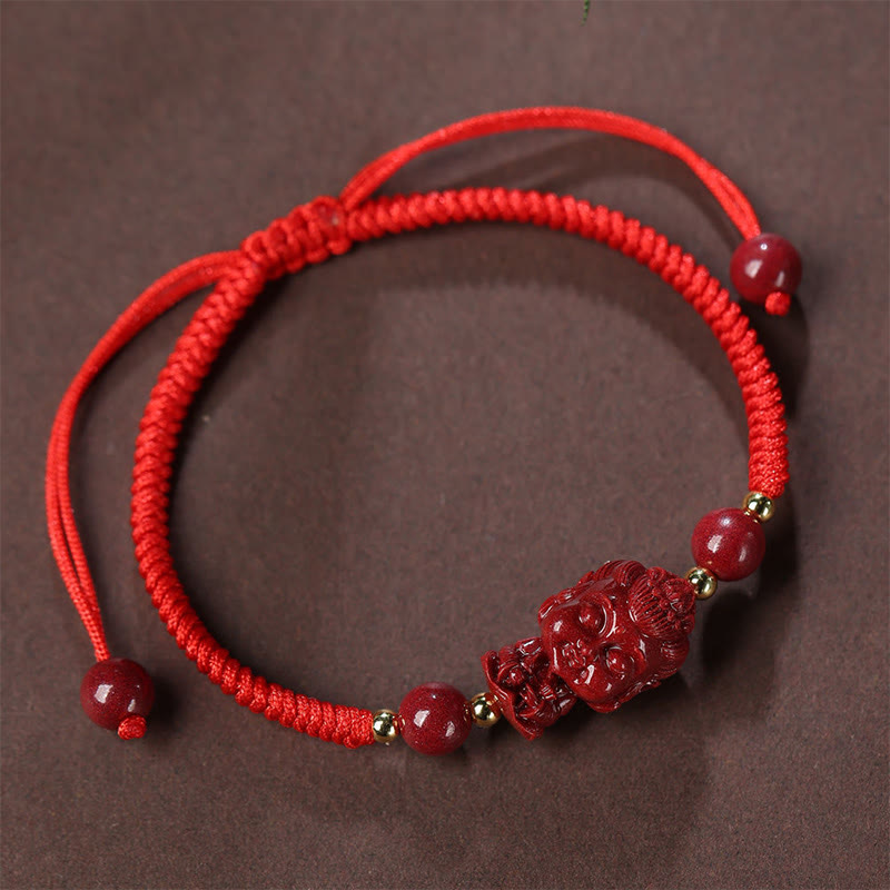 Buddha Stones Chinese Zodiac Natal Buddha Cinnabar Amulet Blessing String Bracelet