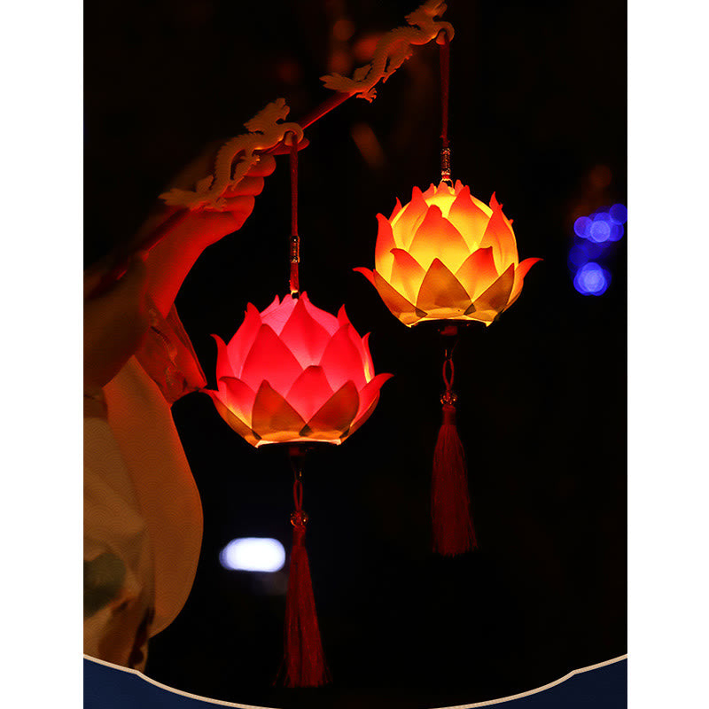 DIY Lotus Flower Dragon Lantern Tassel Lamp Decoration