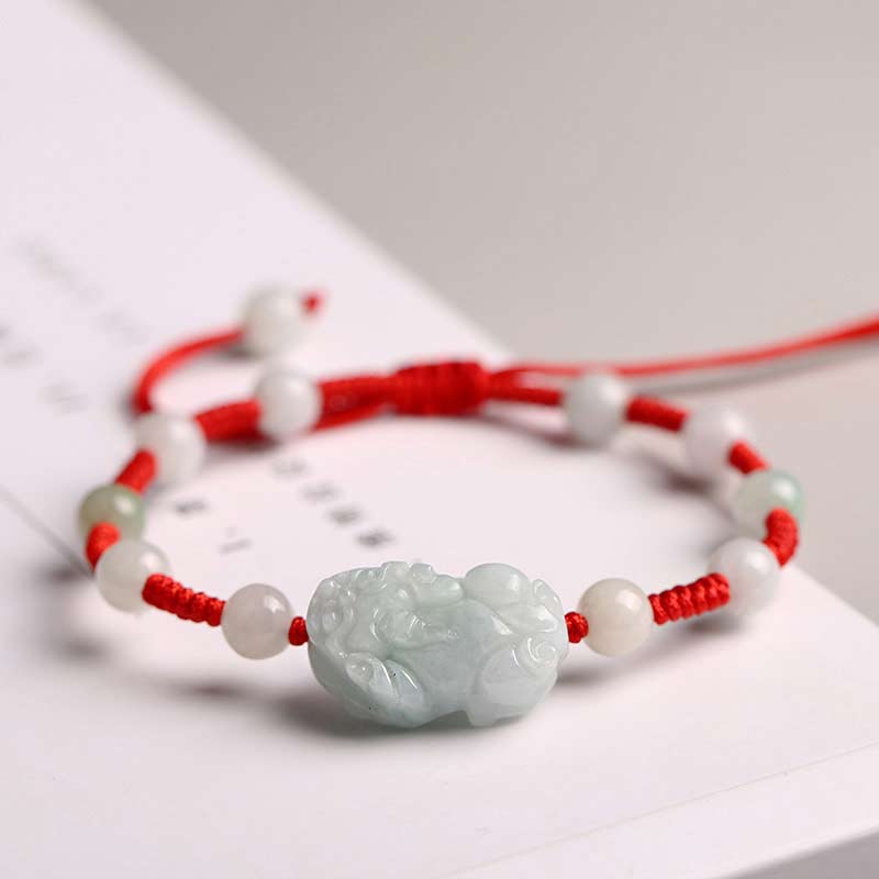 Buddha Stones Natural Jade PiXiu Luck Bracelet