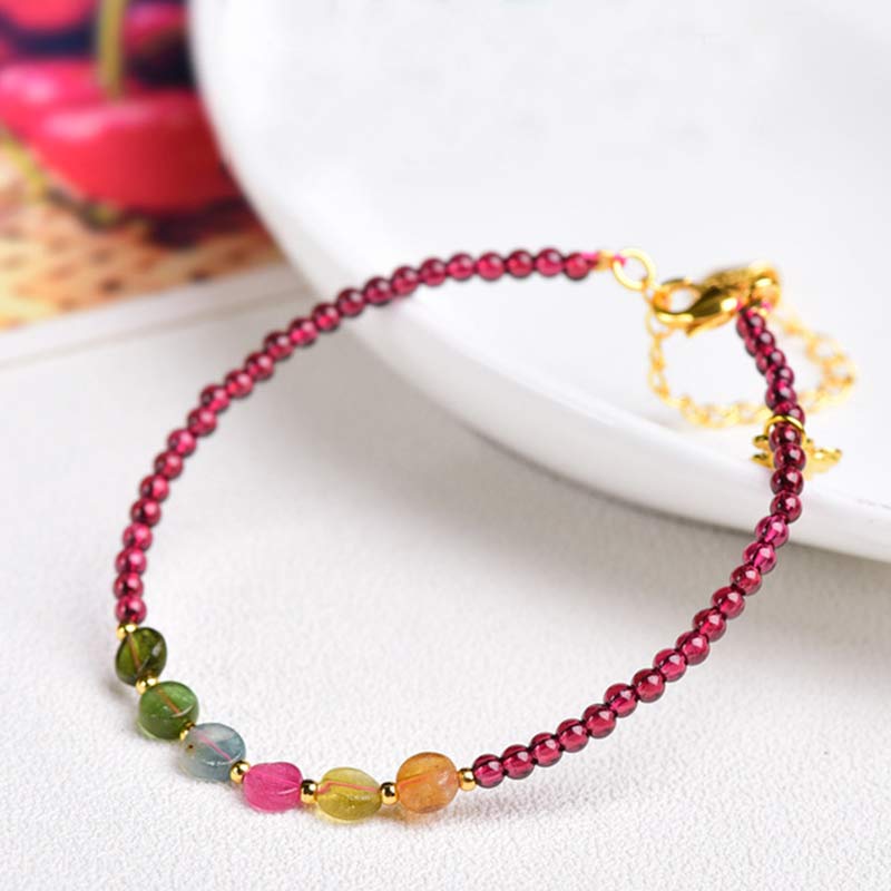 Garnet Tourmaline Butterfly Protection Bracelet Anklet