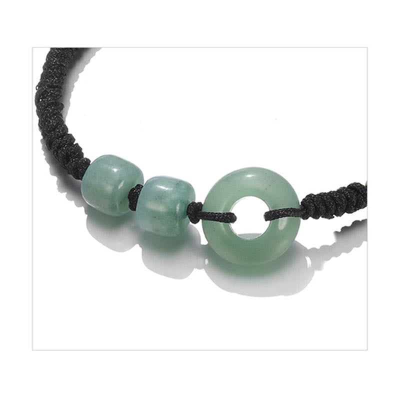 Buddha Stones 2Pcs Green Aventurine White Jade Peace Buckle Luck Braided Couple Bracelet