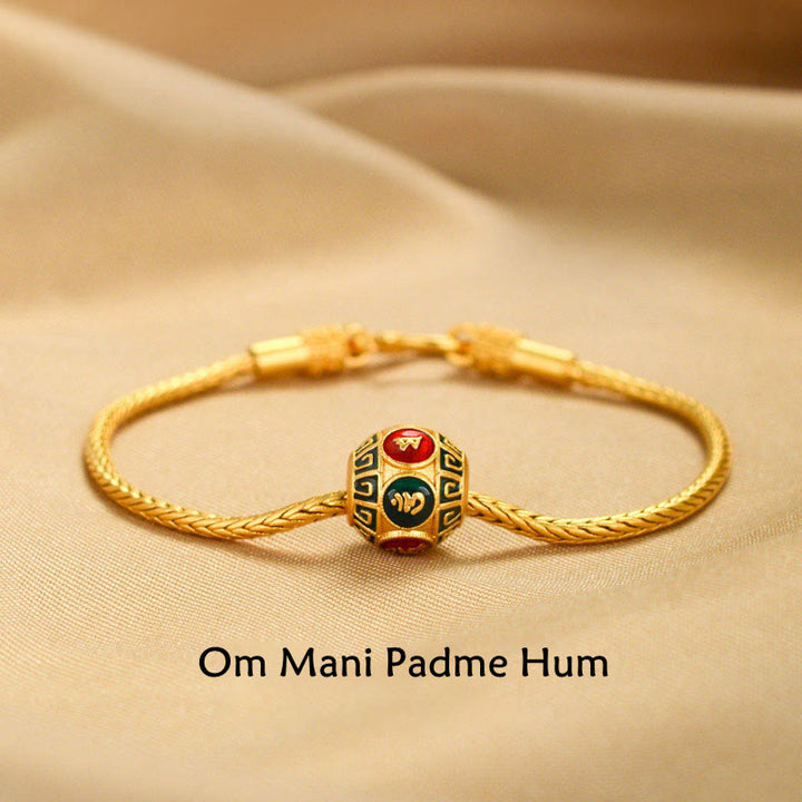 FREE Today: Love Focus Tibetan 18K Gold Om Mani Padme Hum Lucky Koi Fish Fu Character Ingot Copper Coin Bracelet