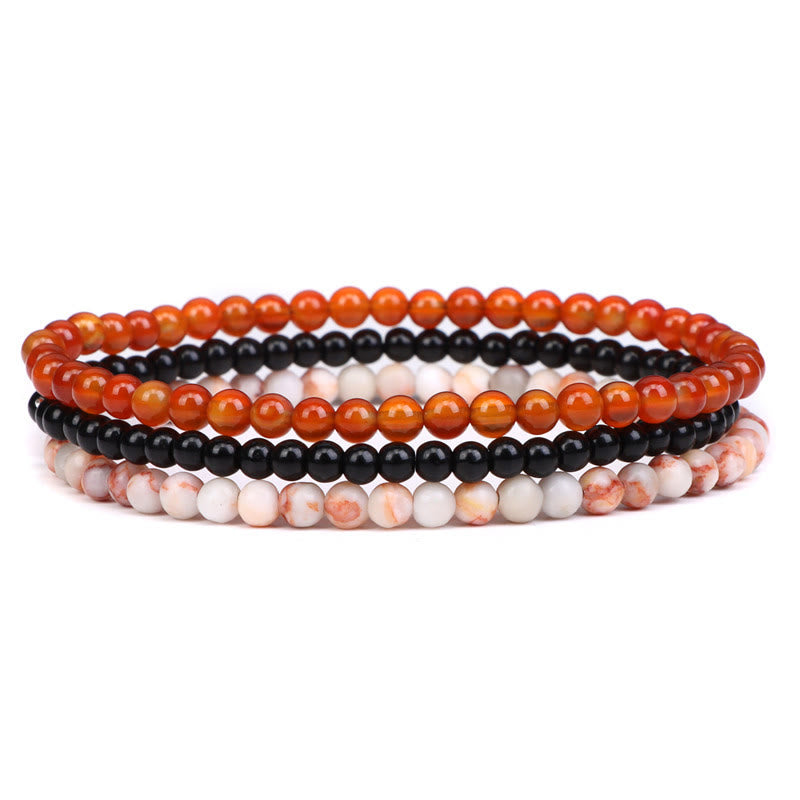 Buddha Stones 3Pcs Natural Crystal Stone Inner Peace Spiritual Bracelet