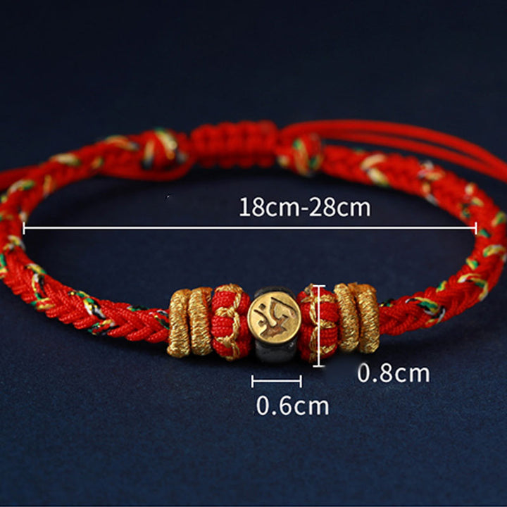 Buddha Stones Chinese Zodiac Natal Buddha Silver Luck Braided String Bracelet